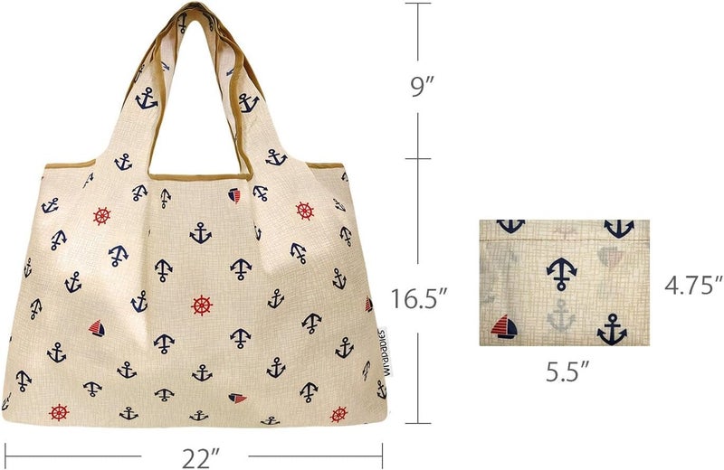 allydrew Large Foldable Tote Nylon Reusable Grocery Bags - Image 2